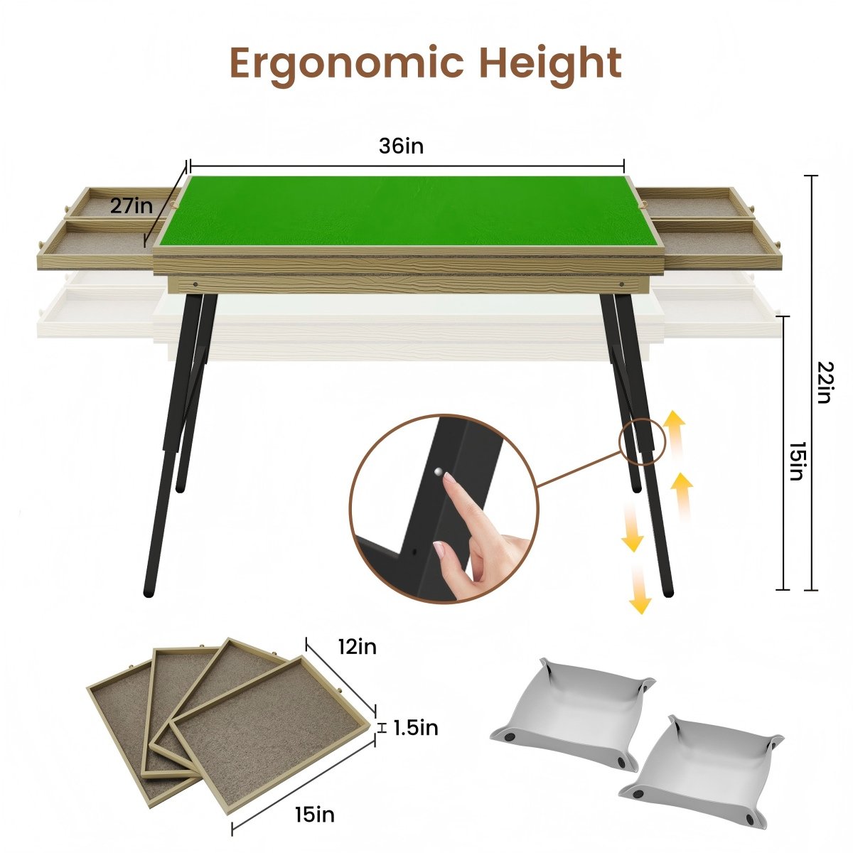 Large Puzzle Board & Puzzle Table with Folding Legs and Drawers 36″ × 26″ Tilt Tabletop for 1500 Piece Puzzle Board, Portable Ergonomic Puzzle Table for Family Bonding & Cognitive Therapy - Image 3