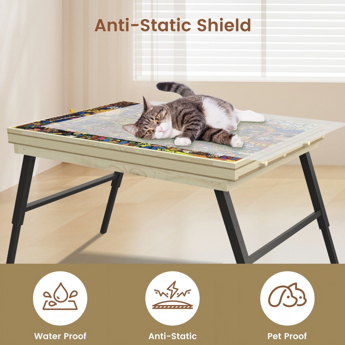 Large Puzzle Board & Puzzle Table with Folding Legs and Drawers 36″ × 26″ Tilt Tabletop for 1500 Piece Puzzle Board, Portable Ergonomic Puzzle Table for Family Bonding & Cognitive Therapy - Image 5